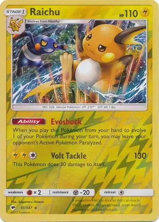 Burning Shadows Raichu #41/147 reverse holo